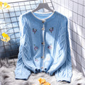 Floral Embroidered Twisted Knitting Cardigan