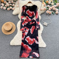 Swoosh Floral Printed Hip-wrapping Dress