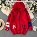 Korean Style Color-clashing Hooded Cardigan
