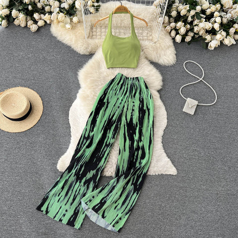 Knit Top Wide Leg Trouser Suit