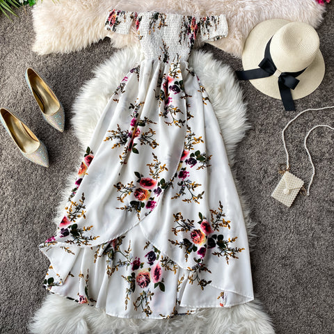 Strapless Floral Midi Dress