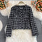 French Chanel Frayed Plaid Loose Single-breasted Suit