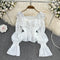 Square Collar Ruffled Chiffon Shirt