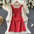 Fake Two-piece Patchwork Knitted Dress
