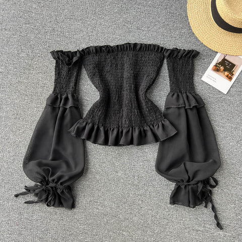 Niche Strapless Solid Colour Shirt