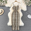 V-neck Leopard Print Slip Dress