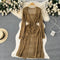 Solid Color Hollowed Cardigan Dress