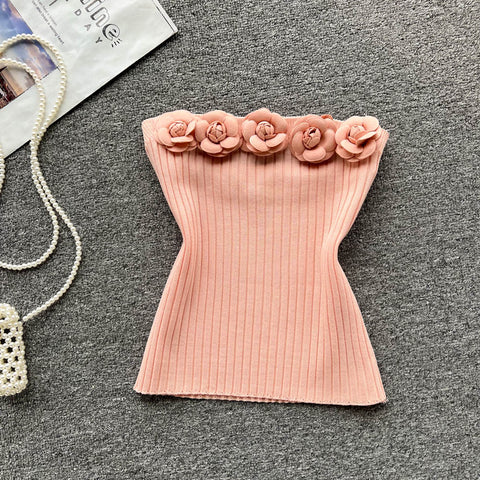 Dimensional Floral Sleeveless Knitted Top