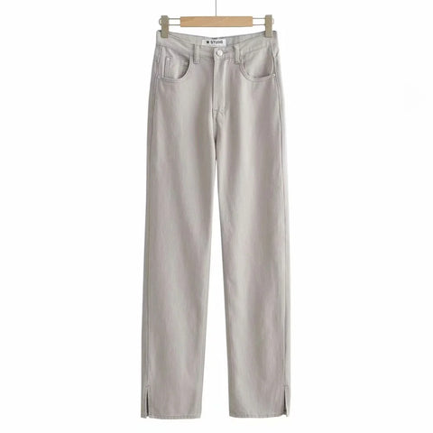 Slit Straight Leg Jeans