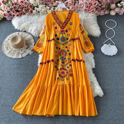 Loose Embroidered Maxi Dress