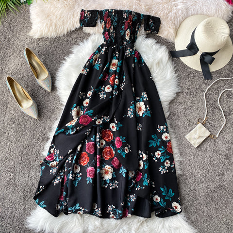Strapless Floral Midi Dress