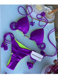 Colorful Backless Braided String Bikini