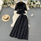 Elegant Lapel Shirt&Pleated Skirt 2Pcs