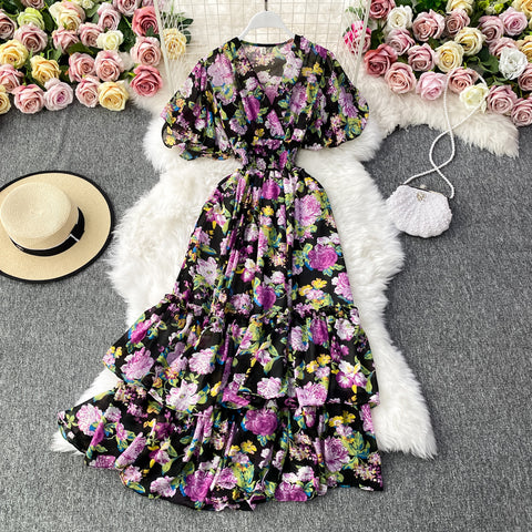 V-neck Floral Dress