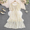 Square Collar Floral Chiffon Dress