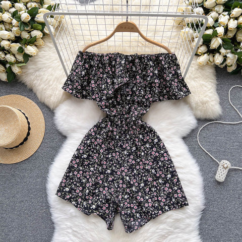 Strapless Floral Ruffled Jumpsuits