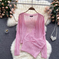 Two-piece Camisole Short Top Knitted Cardigan