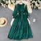 Vintage Ruffle-trimmed Pleated Dress