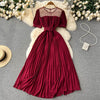 High Waist Tied Chiffon Pleated Dress