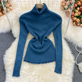 High-neck Stretch Knit Sweater