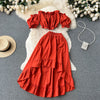 Off-shoulder Top&Ruffled Skirt 2Pcs