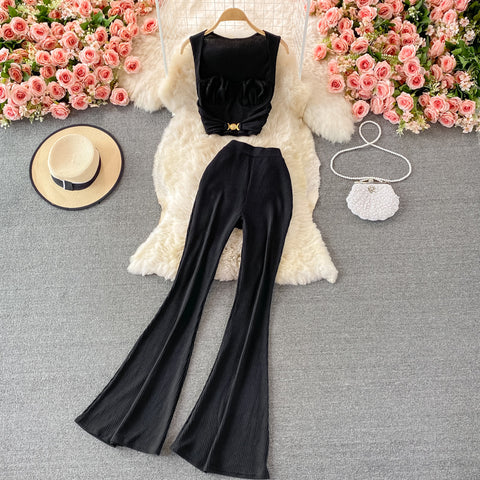 Fashion High-waist Skinny Two-piece Suit