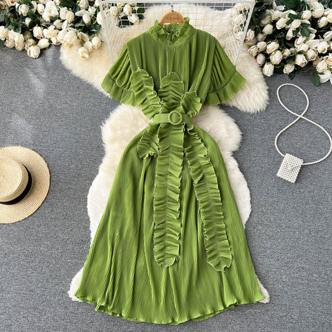 Unique Design Ruffle Short-sleeve Dress