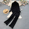 High-neck Sweater&Flared Trousers 2Pcs