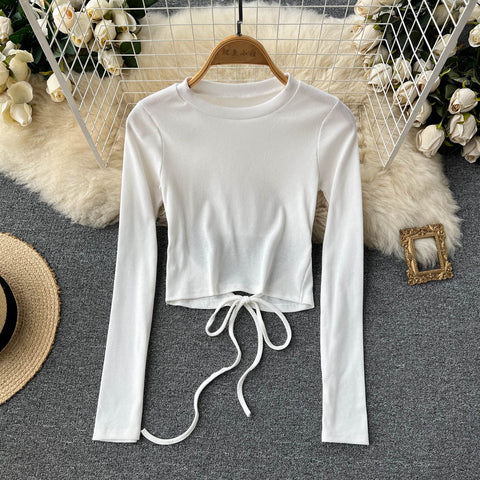 Niche Lace-up Short-sleeved T-shirt
