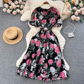 Ethnic Style Floral Printed Pleated Dress
