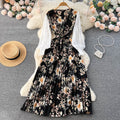 Ethnic Style Floral Print Pleated Dress