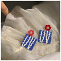 Silver Needle Klein Blue Stud Earrings