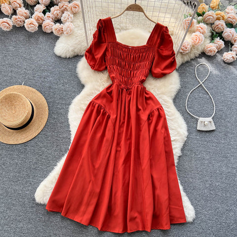 Fairy Square Collar Pleated Dress