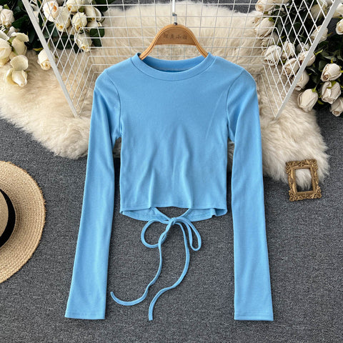 Niche Lace-up Short-sleeved T-shirt