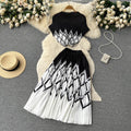 Printed Top&Pleated A-line Skirt 2Pcs