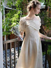 Rose Pearl Ruffled Vintage Dress
