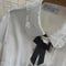 Loose Versatile Lapel Bow Long Sleeve White Shirt