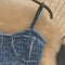 Slip Top & High Waist Embroidered Denim Two-piece