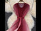 V-Neck Short Sleeve Gradient Wide Tie Waist Dress