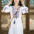 Embroidered Cotton And Linen Dress