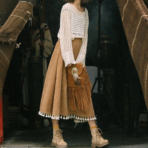 Vintage Corduroy High Waist Skirt