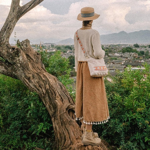Vintage Corduroy High Waist Skirt