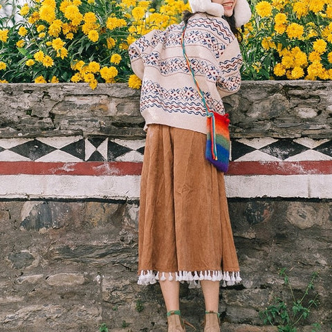 Vintage Corduroy High Waist Skirt