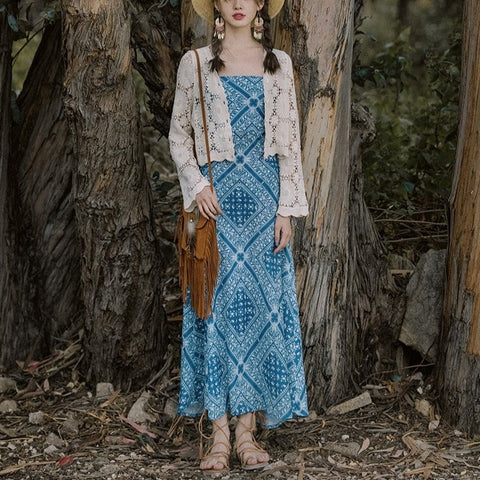 Halter Blue Chiffon Skirt