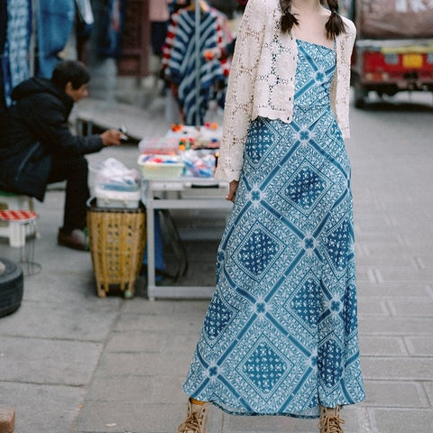 Halter Blue Chiffon Skirt
